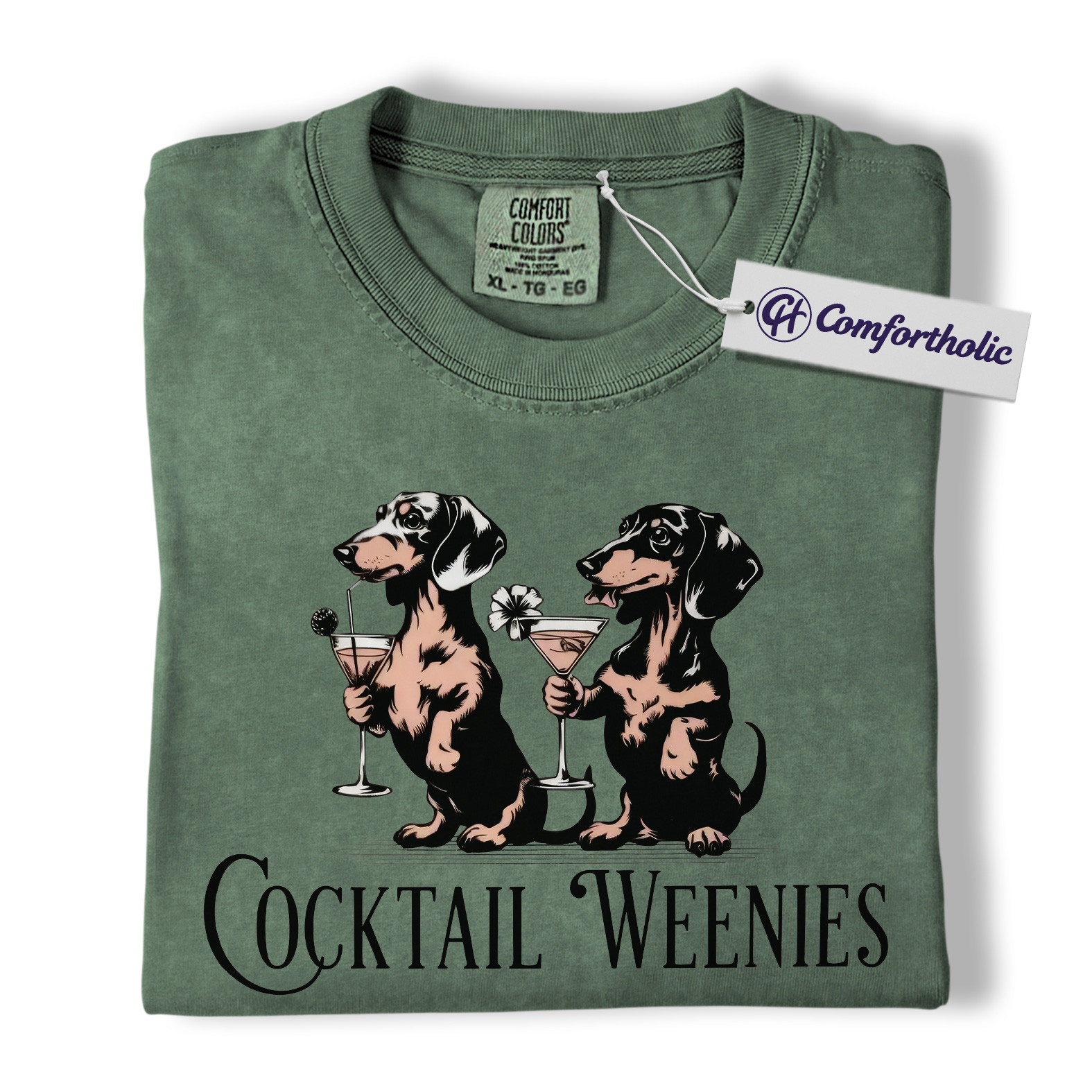 Cocktail Weenies Shirt, Funny Dachshund Dog T-Shirt, Cute Wiener Dog Drinking Graphic Tee, Humorous Pet Lover Gift, Comfort Colors Shirt - Image 5