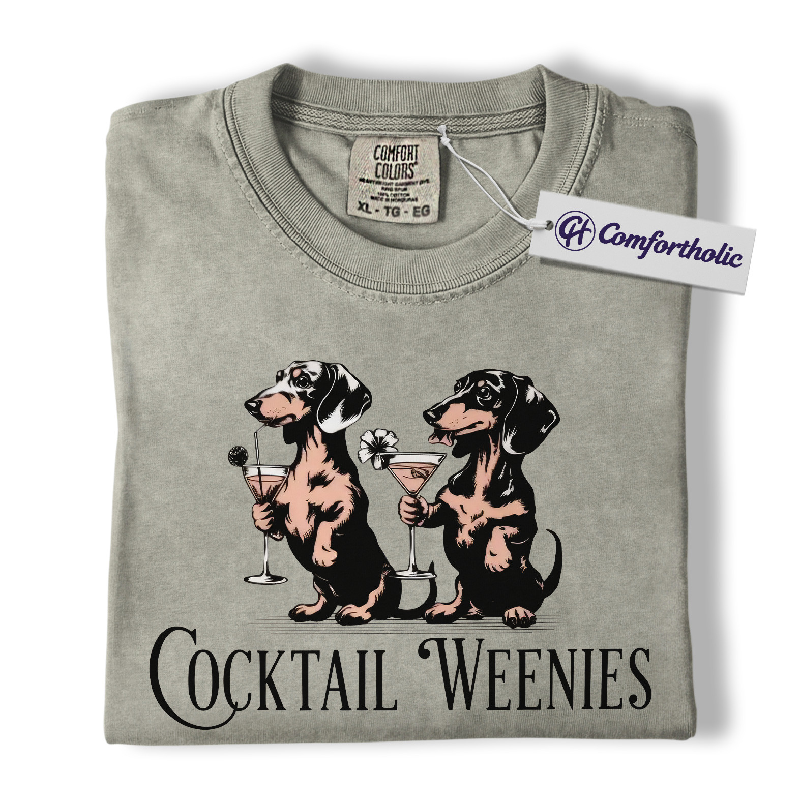 Cocktail Weenies Shirt, Funny Dachshund Dog T-Shirt, Cute Wiener Dog Drinking Graphic Tee, Humorous Pet Lover Gift, Comfort Colors Shirt - Image 6