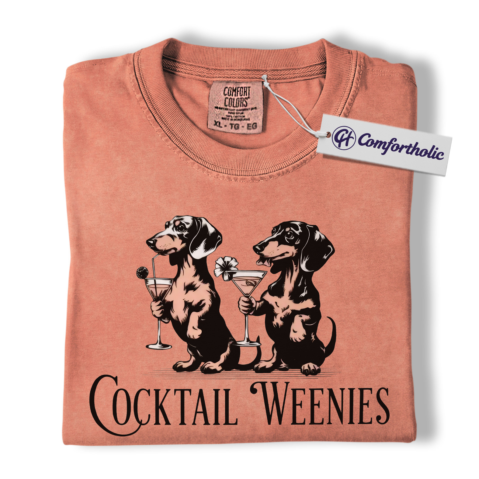 Cocktail Weenies Shirt, Funny Dachshund Dog T-Shirt, Cute Wiener Dog Drinking Graphic Tee, Humorous Pet Lover Gift, Comfort Colors Shirt - Image 7
