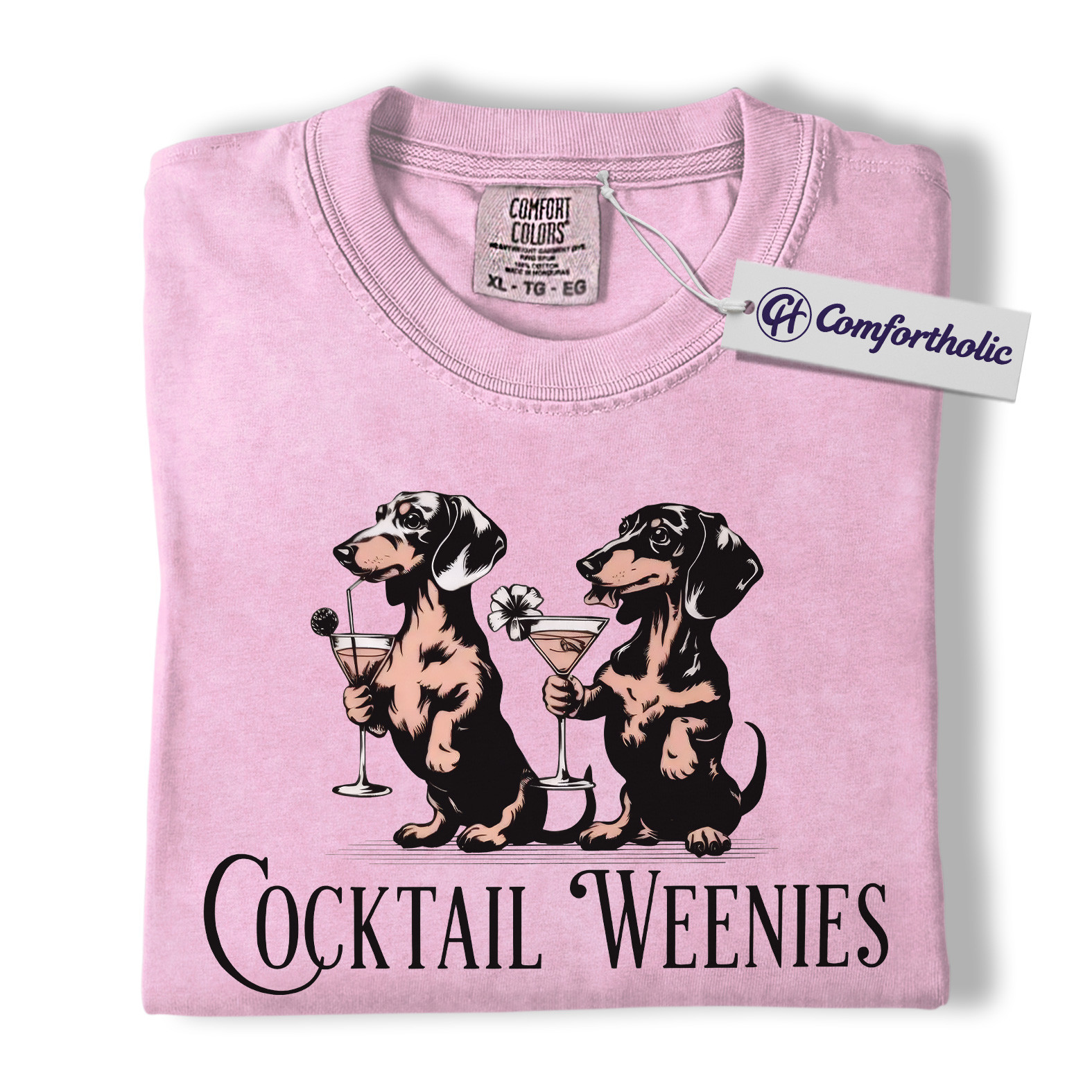 Cocktail Weenies Shirt, Funny Dachshund Dog T-Shirt, Cute Wiener Dog Drinking Graphic Tee, Humorous Pet Lover Gift, Comfort Colors Shirt - Image 8