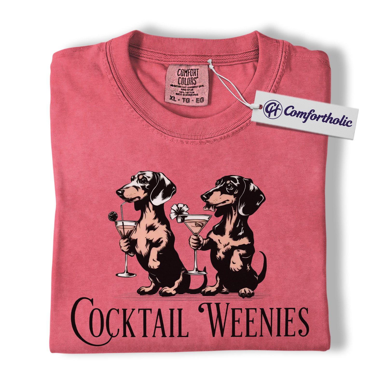 Cocktail Weenies Shirt, Funny Dachshund Dog T-Shirt, Cute Wiener Dog Drinking Graphic Tee, Humorous Pet Lover Gift, Comfort Colors Shirt - Image 9
