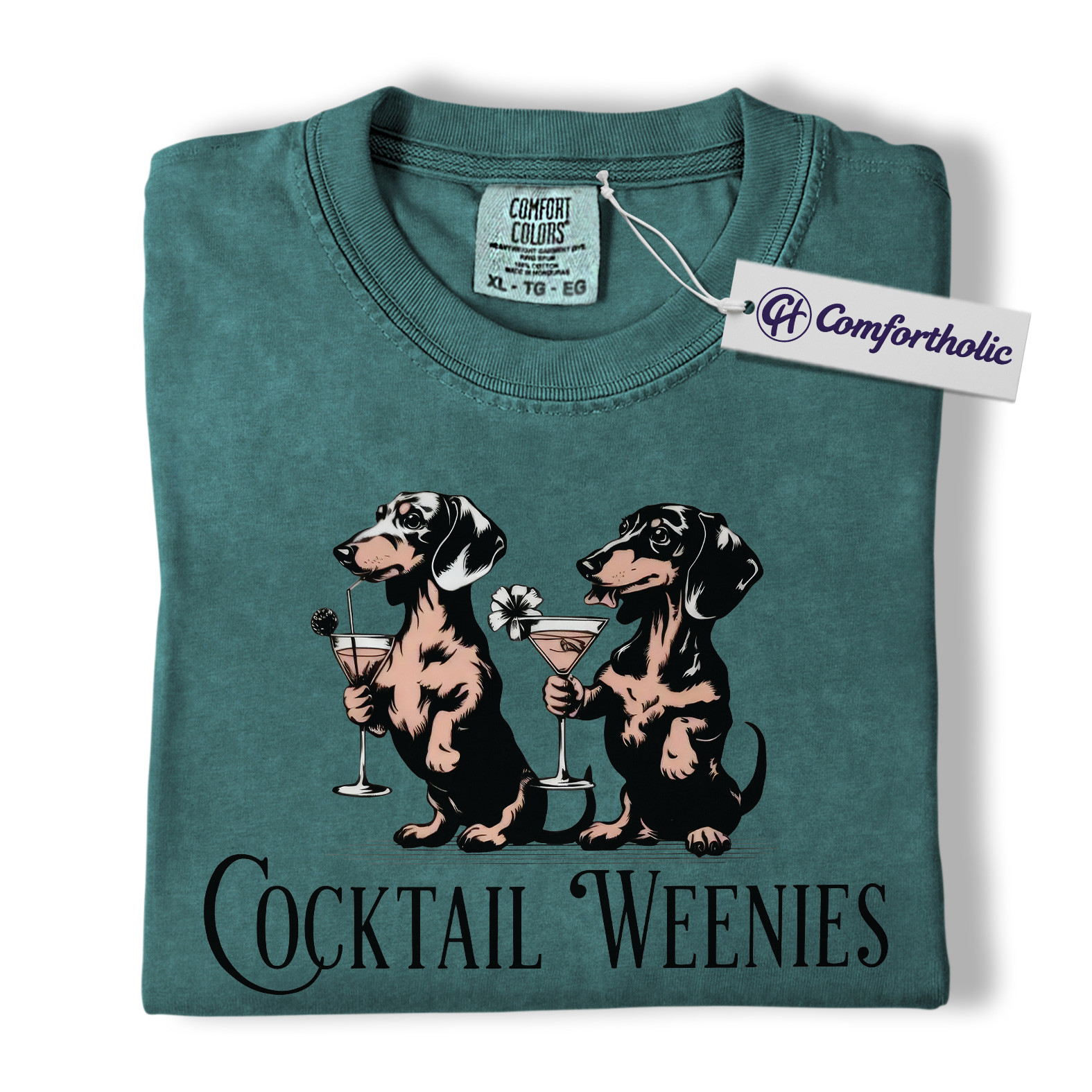 Cocktail Weenies Shirt, Funny Dachshund Dog T-Shirt, Cute Wiener Dog Drinking Graphic Tee, Humorous Pet Lover Gift, Comfort Colors Shirt - Image 11
