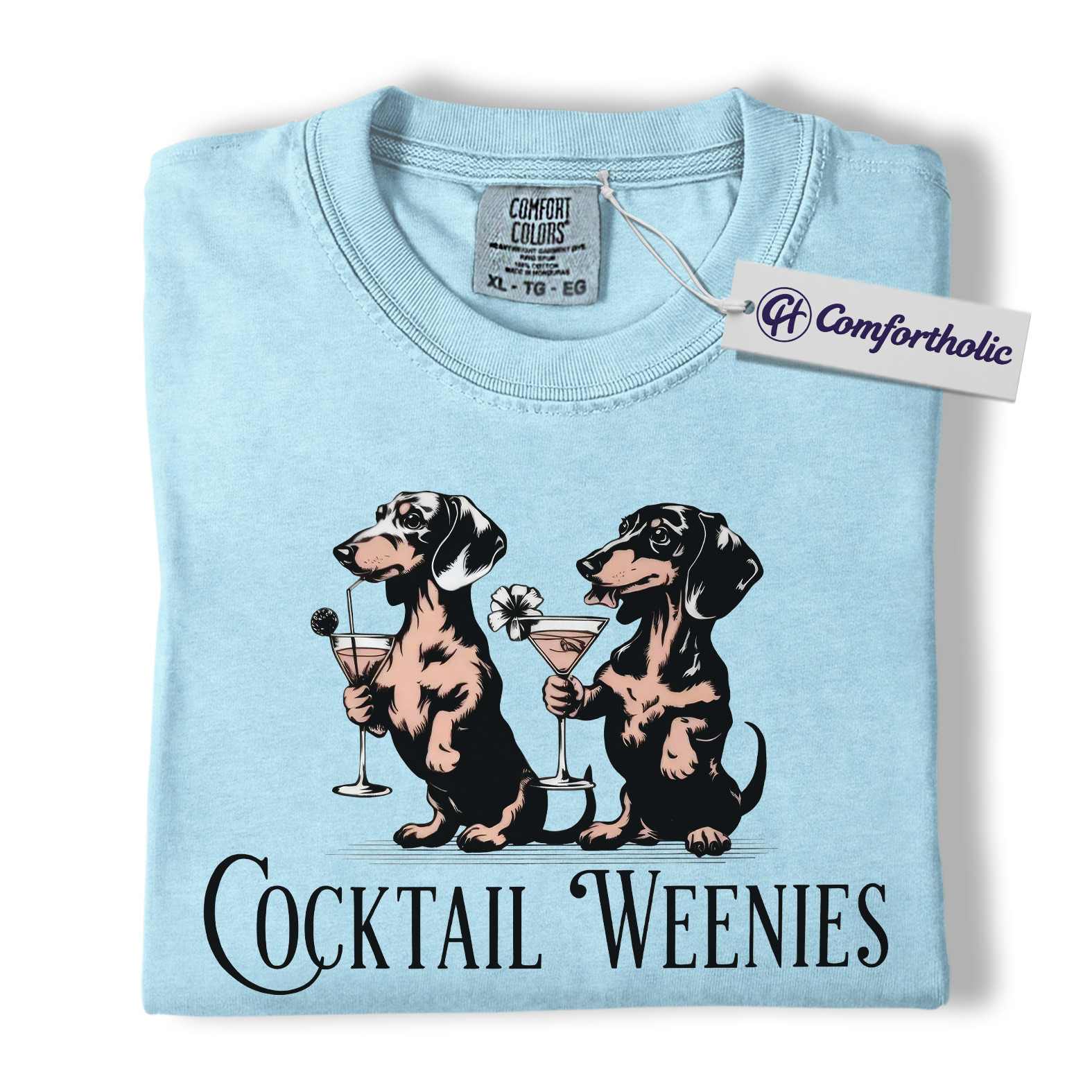 Cocktail Weenies Shirt, Funny Dachshund Dog T-Shirt, Cute Wiener Dog Drinking Graphic Tee, Humorous Pet Lover Gift, Comfort Colors Shirt - Image 14