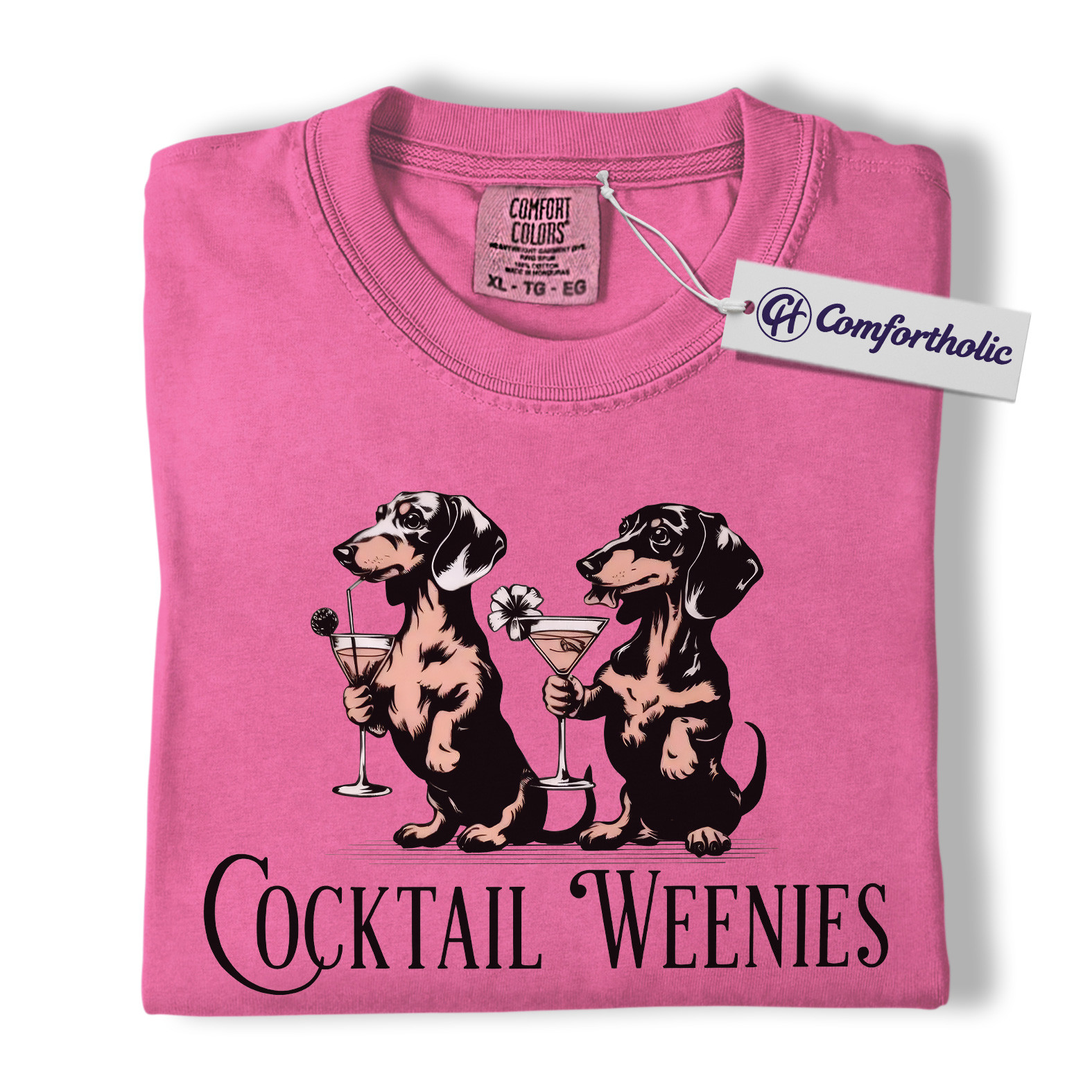 Cocktail Weenies Shirt, Funny Dachshund Dog T-Shirt, Cute Wiener Dog Drinking Graphic Tee, Humorous Pet Lover Gift, Comfort Colors Shirt - Image 16