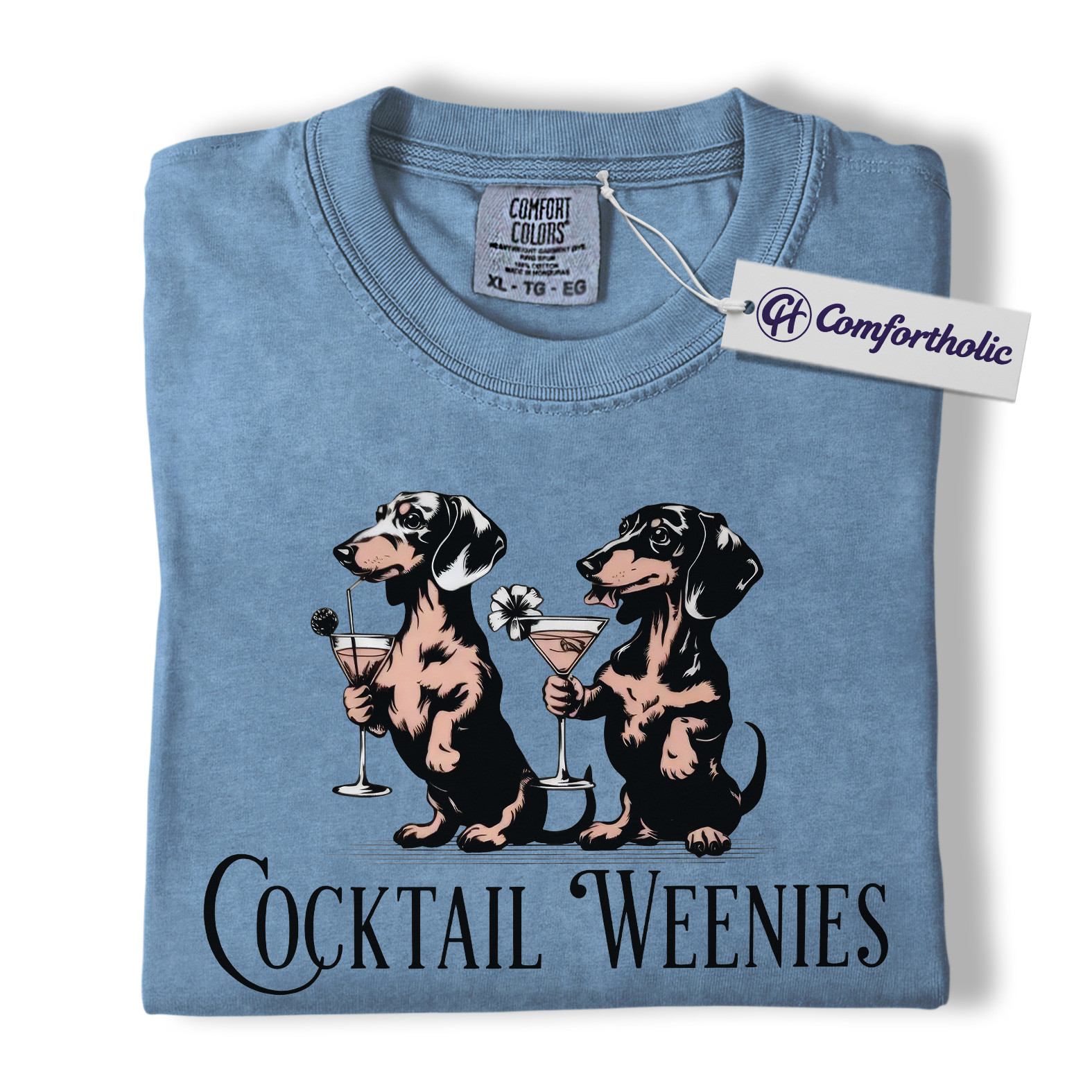 Cocktail Weenies Shirt, Funny Dachshund Dog T-Shirt, Cute Wiener Dog Drinking Graphic Tee, Humorous Pet Lover Gift, Comfort Colors Shirt - Image 17