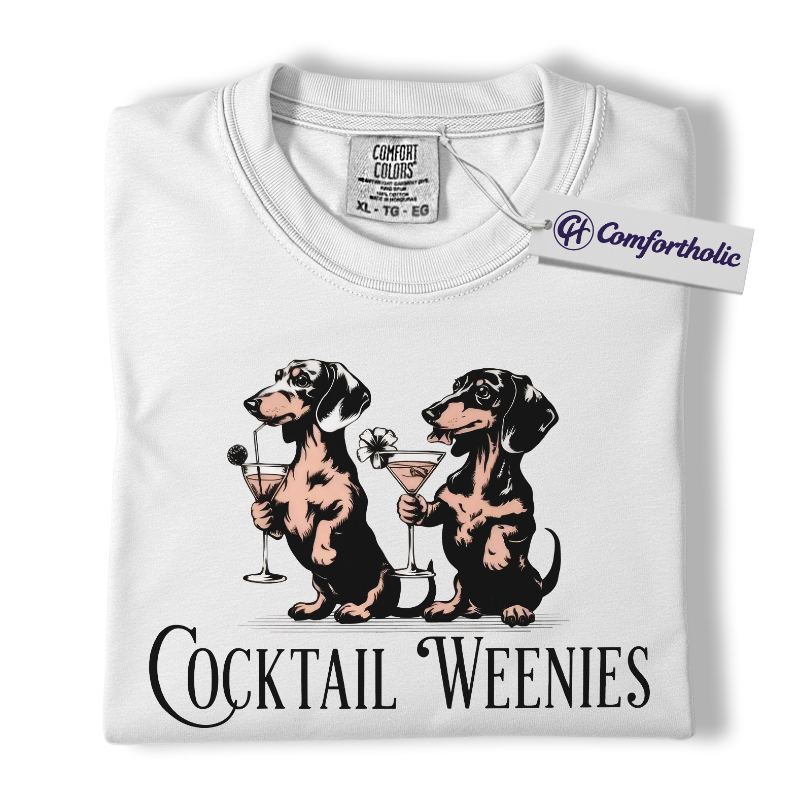 Cocktail Weenies Shirt, Funny Dachshund Dog T-Shirt, Cute Wiener Dog Drinking Graphic Tee, Humorous Pet Lover Gift, Comfort Colors Shirt - Image 2