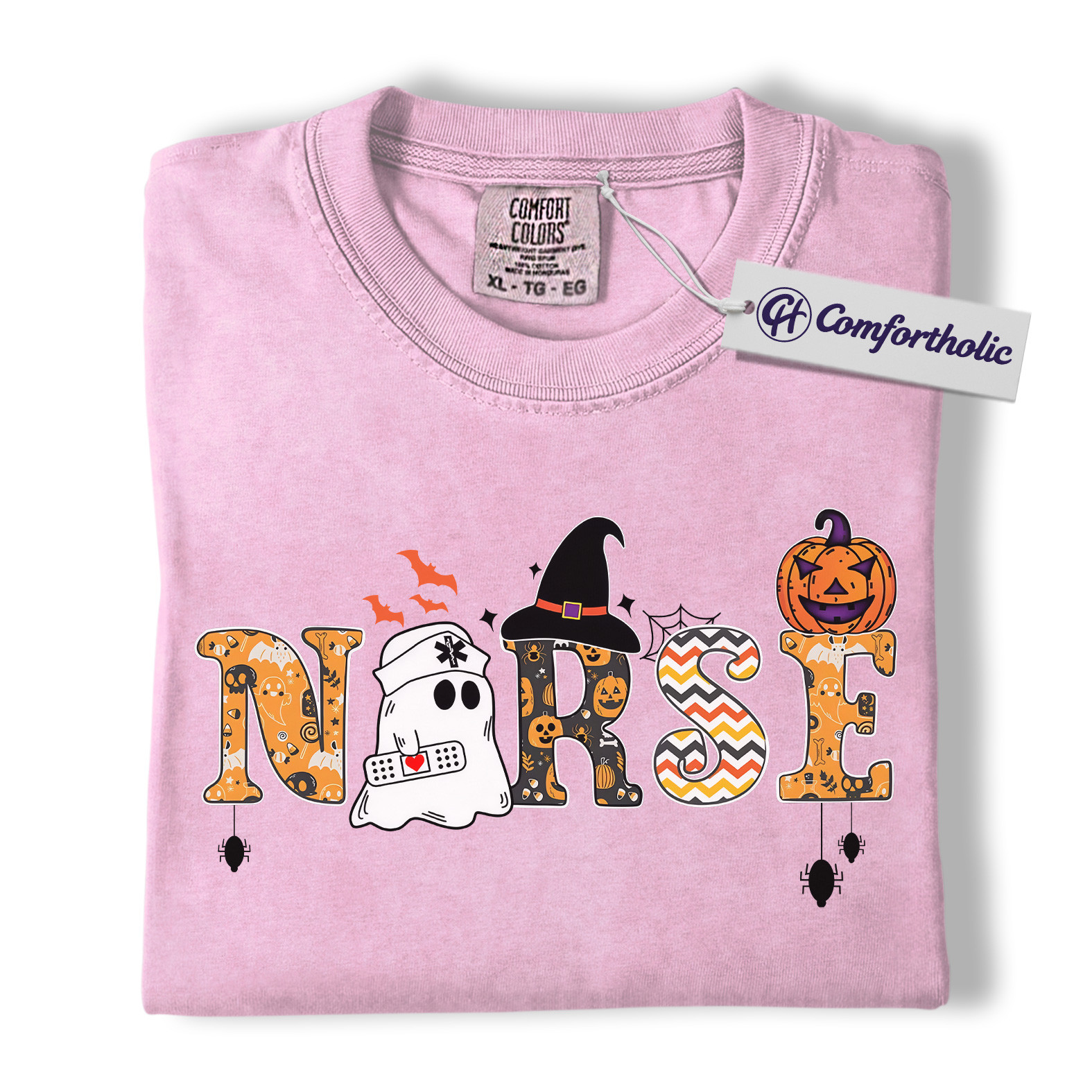 Halloween Nurse Shirt, Cute Ghost Pumpkin Medical T-Shirt, Funny Spooky Healthcare Worker Graphic Tee, Fall Gift for Nurses, Halloween Comfort Colors Shirt - Image 8