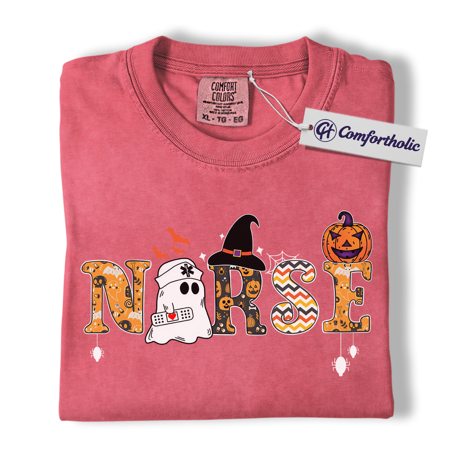 Halloween Nurse Shirt, Cute Ghost Pumpkin Medical T-Shirt, Funny Spooky Healthcare Worker Graphic Tee, Fall Gift for Nurses, Halloween Comfort Colors Shirt - Image 9
