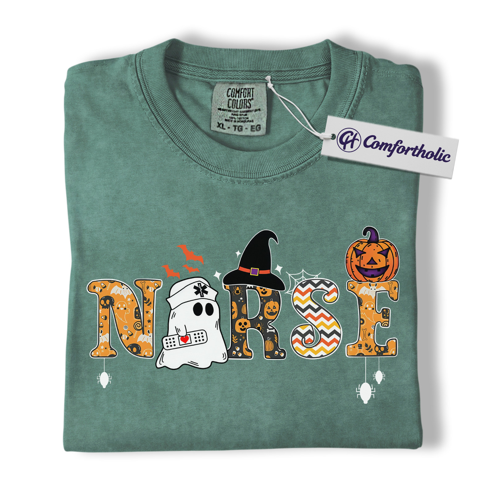 Halloween Nurse Shirt, Cute Ghost Pumpkin Medical T-Shirt, Funny Spooky Healthcare Worker Graphic Tee, Fall Gift for Nurses, Halloween Comfort Colors Shirt - Image 10