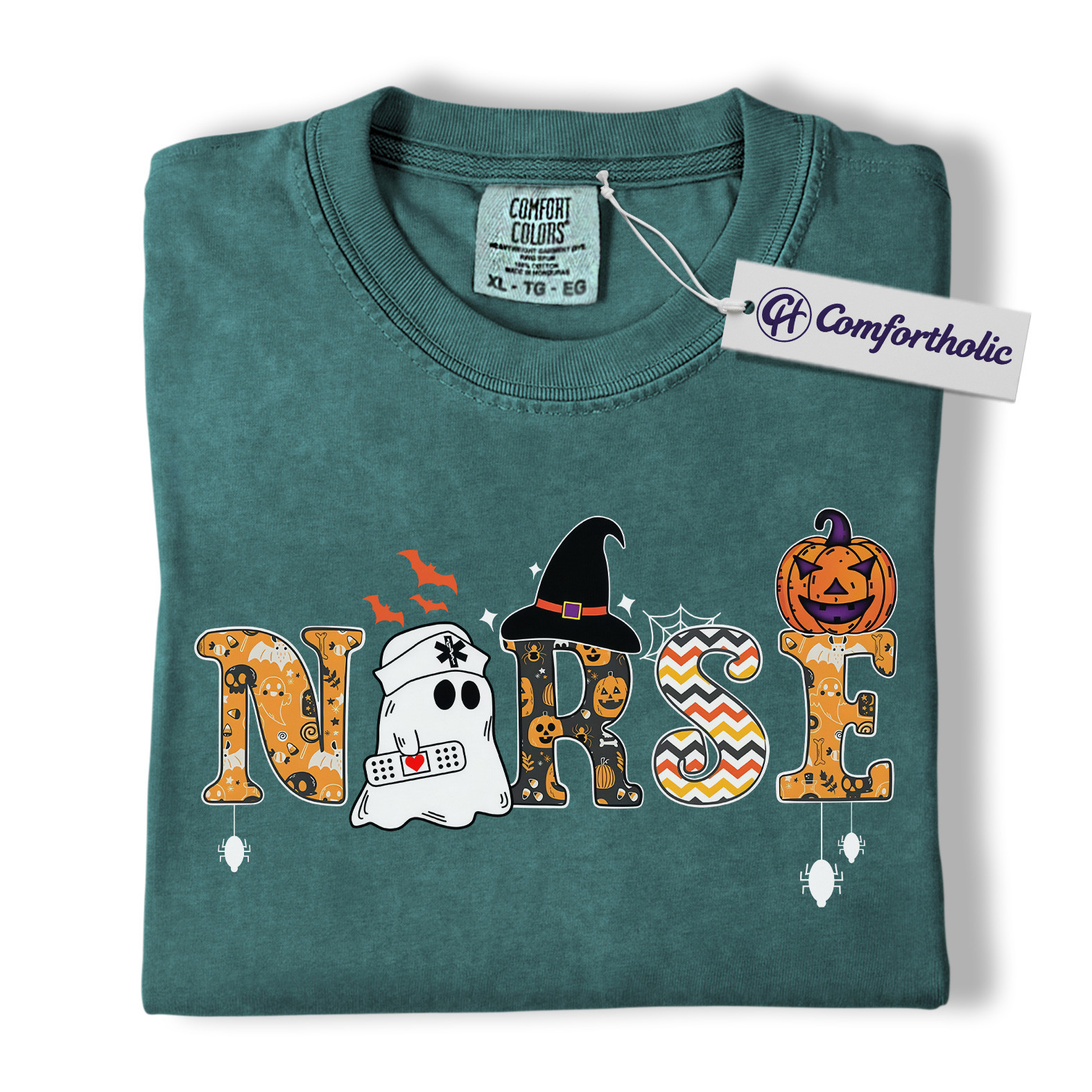 Halloween Nurse Shirt, Cute Ghost Pumpkin Medical T-Shirt, Funny Spooky Healthcare Worker Graphic Tee, Fall Gift for Nurses, Halloween Comfort Colors Shirt - Image 11
