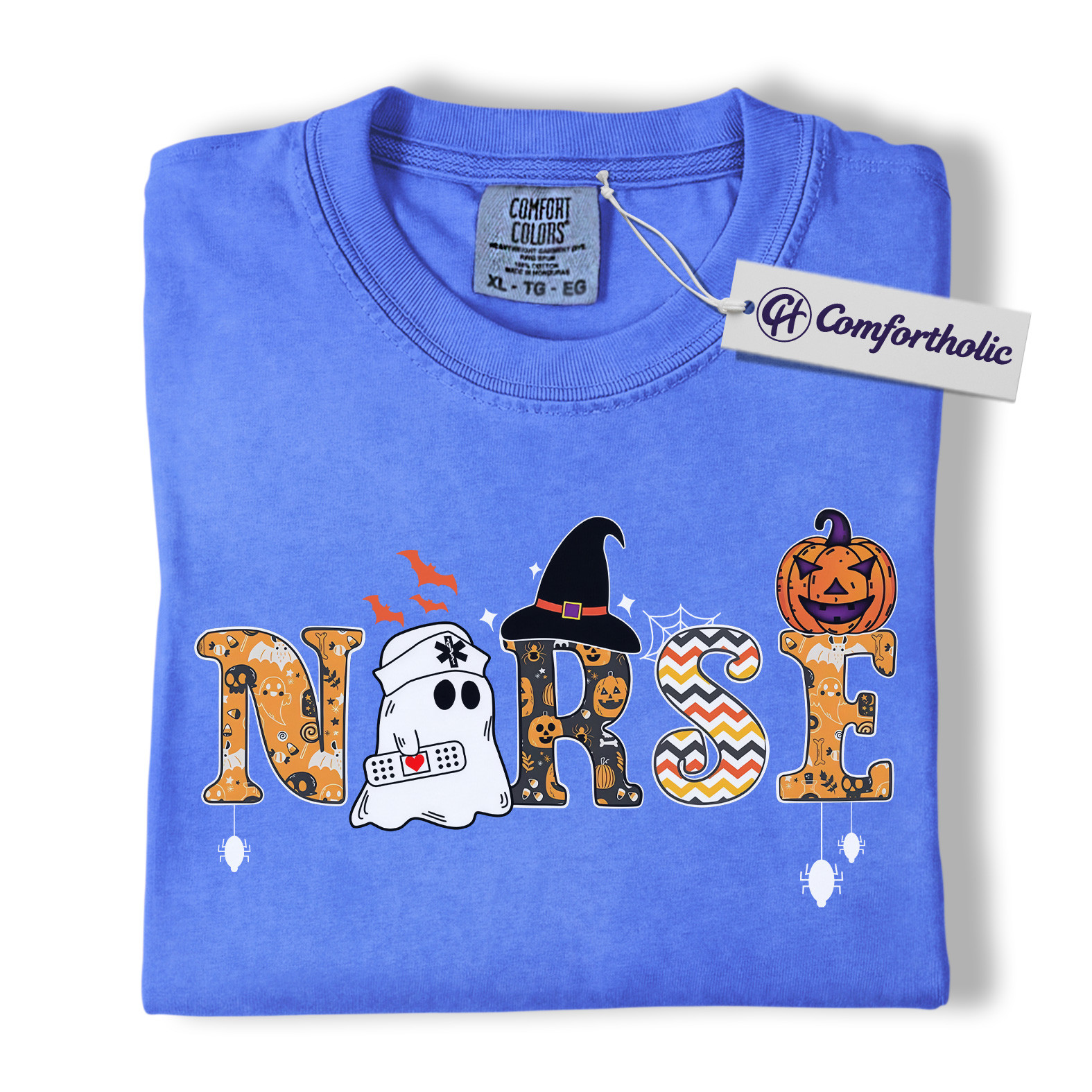 Halloween Nurse Shirt, Cute Ghost Pumpkin Medical T-Shirt, Funny Spooky Healthcare Worker Graphic Tee, Fall Gift for Nurses, Halloween Comfort Colors Shirt - Image 12