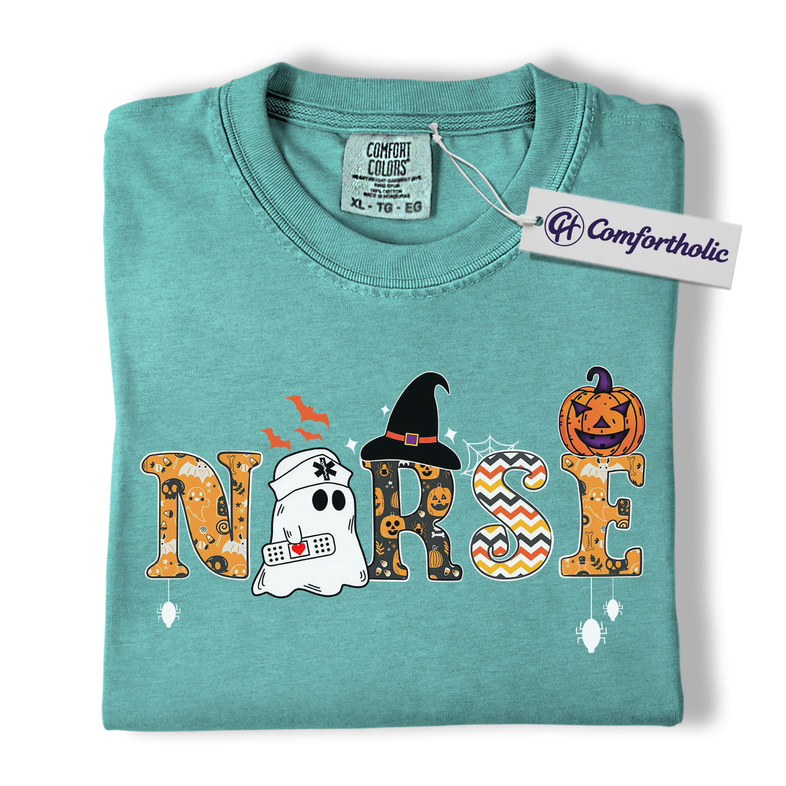 Halloween Nurse Shirt, Cute Ghost Pumpkin Medical T-Shirt, Funny Spooky Healthcare Worker Graphic Tee, Fall Gift for Nurses, Halloween Comfort Colors Shirt - Image 13
