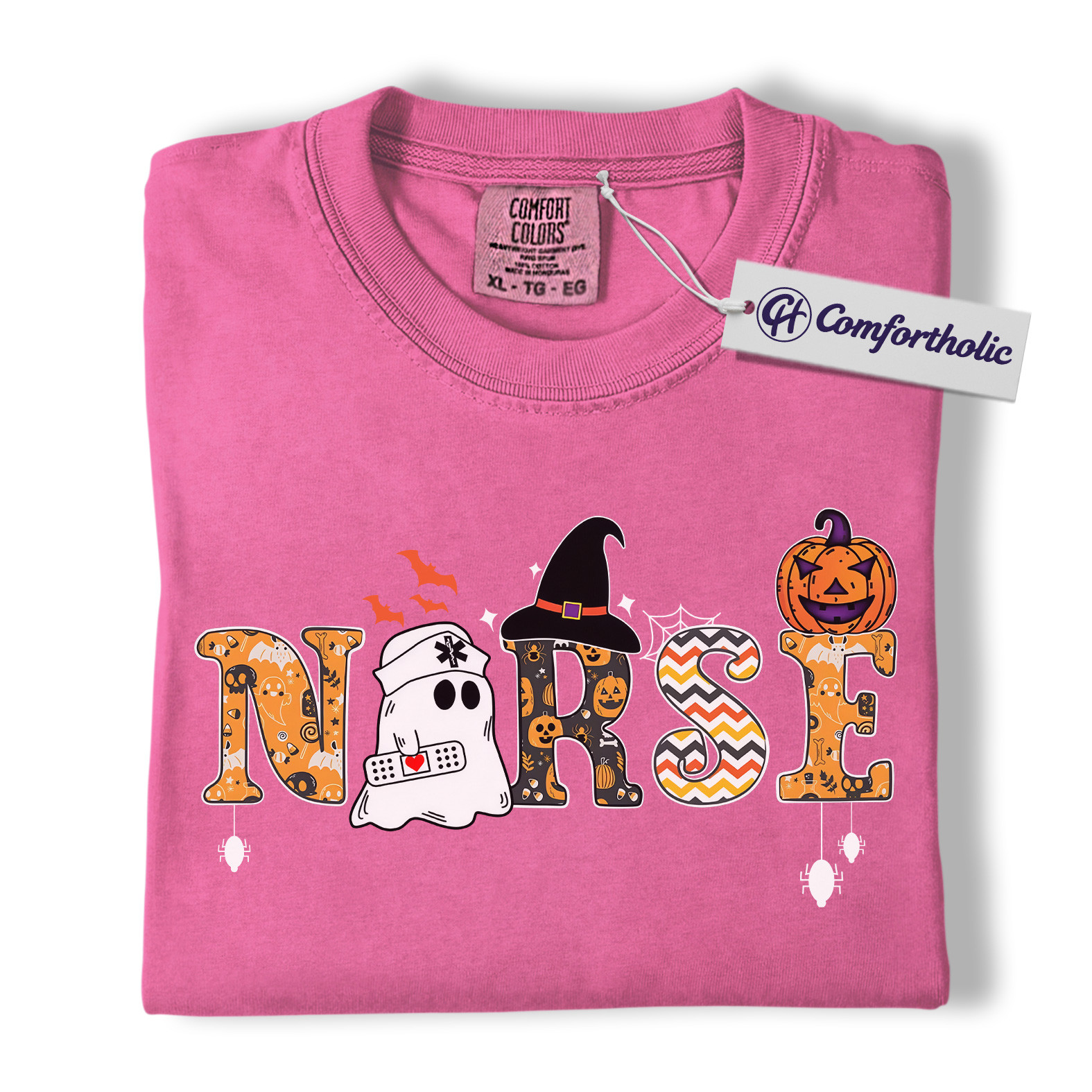 Halloween Nurse Shirt, Cute Ghost Pumpkin Medical T-Shirt, Funny Spooky Healthcare Worker Graphic Tee, Fall Gift for Nurses, Halloween Comfort Colors Shirt - Image 16