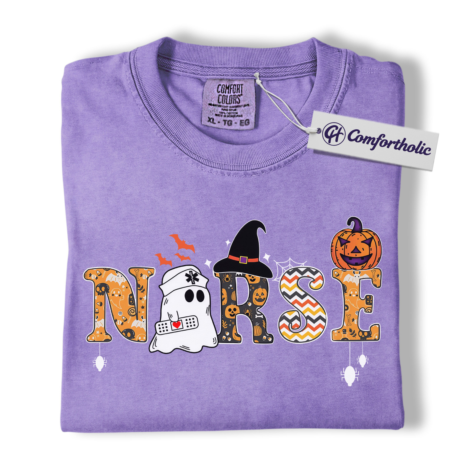 Halloween Nurse Shirt, Cute Ghost Pumpkin Medical T-Shirt, Funny Spooky Healthcare Worker Graphic Tee, Fall Gift for Nurses, Halloween Comfort Colors Shirt - Image 20