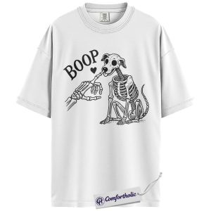 Alternative view of Boop Skeleton Dog Shirt, Funny Halloween Pet Lover T-Shirt, Spooky Animal Graphic Tee, Cute Fall Gift for Dog Owners, Halloween Comfort Colors Shirt