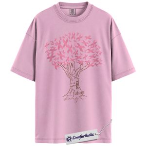 Pink Ribbon Tree of Strength Shirt, Breast Cancer Awareness T-Shirt, Faith Hope Love Support Tee, Inspirational Graphic Gift, Comfort Colors Shirt