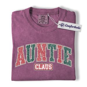 Alternative view of Auntie Claus Shirt, Funny Christmas Aunt T-Shirt, Holiday Family Matching Tee, Festive Gift for Aunts, Family Comfort Colors Shirt