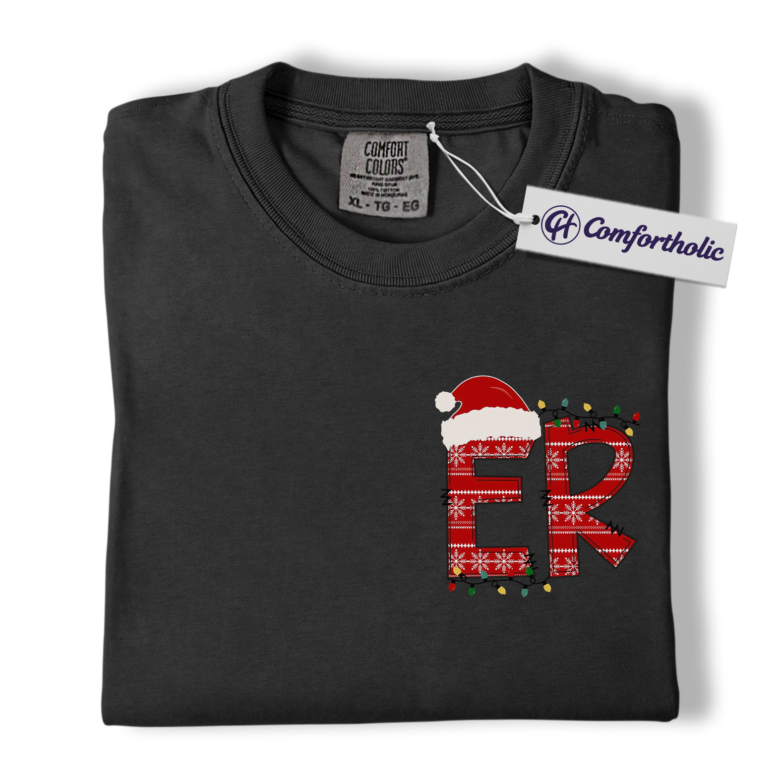 ER Christmas Shirt, Funny Nurse Holiday T-Shirt, Santa Hat Medical Worker Tee, Festive Gift for Emergency Nurse, Christmas Comfort Colors Shirt - Image 3