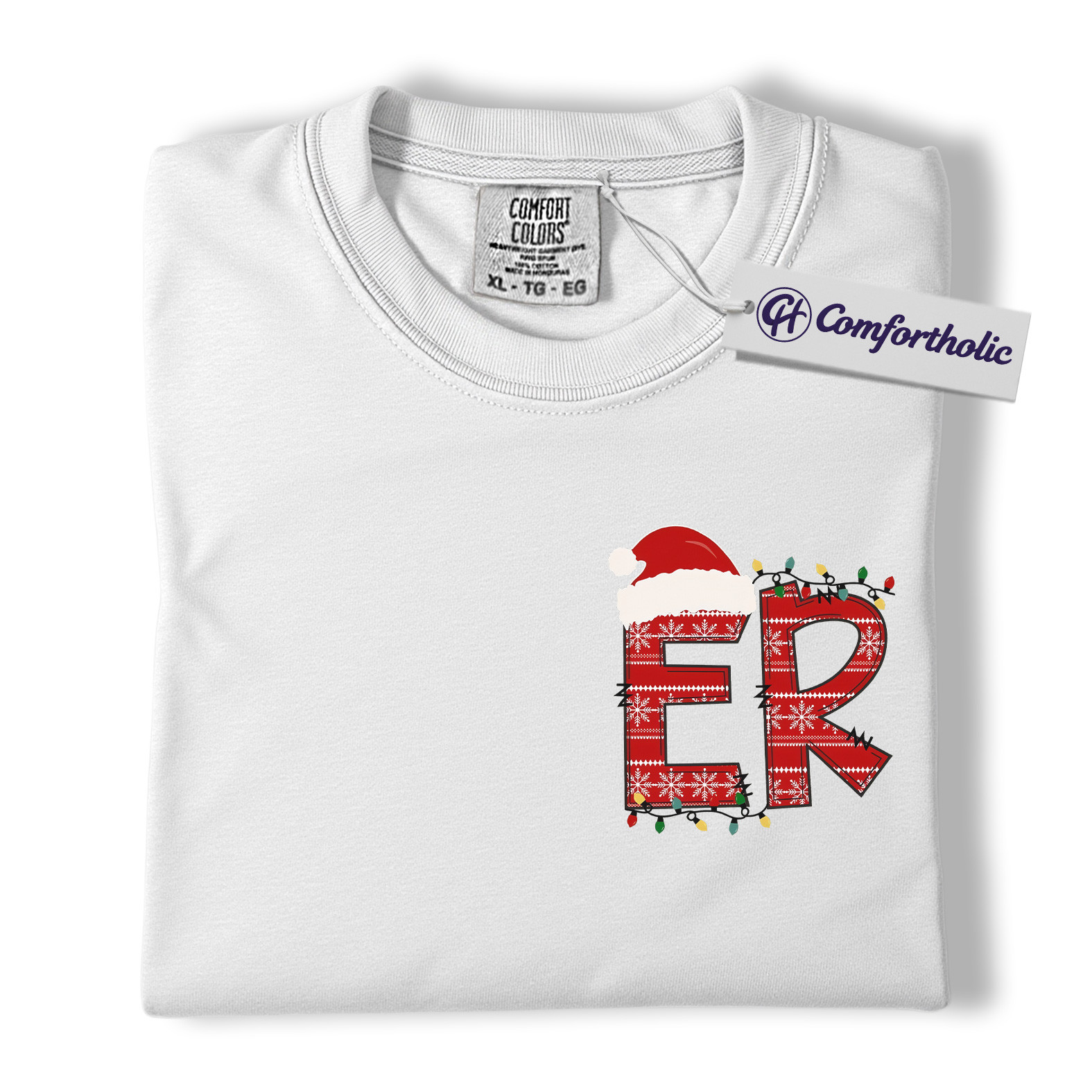 ER Christmas Shirt, Funny Nurse Holiday T-Shirt, Santa Hat Medical Worker Tee, Festive Gift for Emergency Nurse, Christmas Comfort Colors Shirt - Image 2