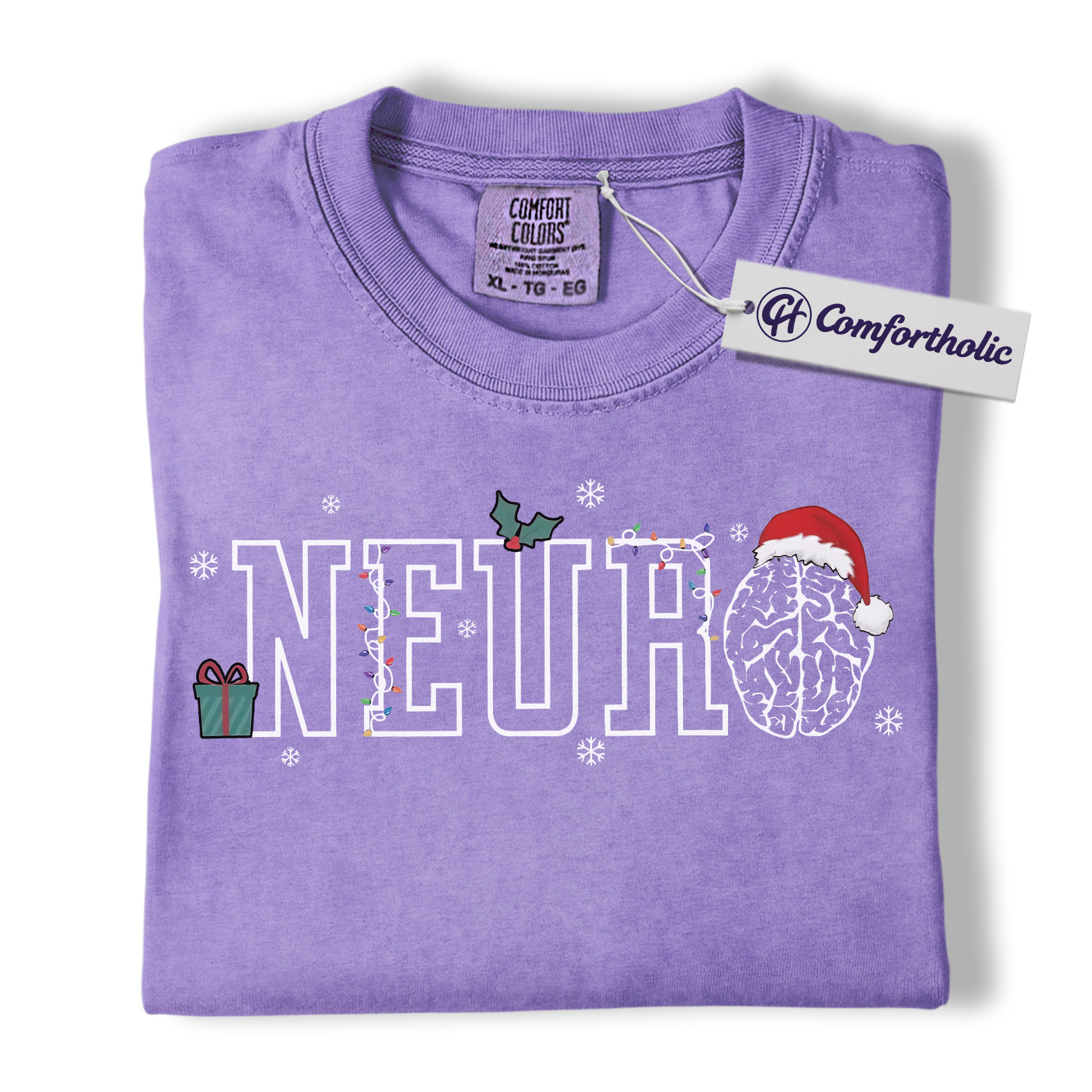Neuro Christmas Shirt, Funny Neurology Nurse Holiday T-Shirt, Brain Santa Hat Medical Worker Graphic Tee, Festive Gift for Neuro Nurses, Christmas Comfort Colors Shirt - Image 20