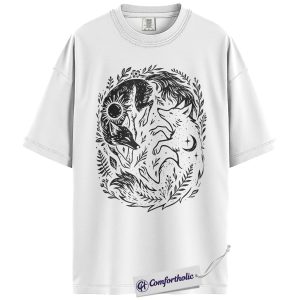 Alternative view of Sun and Moon Fox Shirt, Yin Yang Animal T-Shirt, Spiritual Nature Graphic Tee, Gift for Nature Lovers, Celestial Comfort Colors Shirt