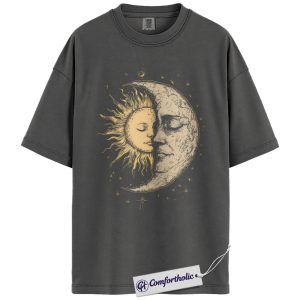 Sun and Moon Face Shirt, Celestial Lovers T-Shirt, Spiritual Cosmic Balance Graphic Tee, Astrology Art Comfort Colors Shirt