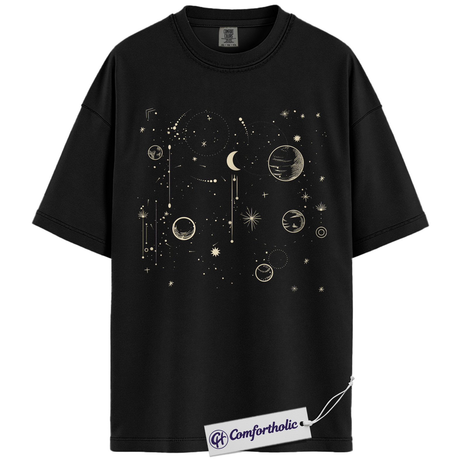 Celestial Space Shirt, Moon and Planets T-Shirt, Minimalist Cosmic Graphic Tee, Aesthetic Astronomy Gift, Comfort Colors Shirt - Image 3