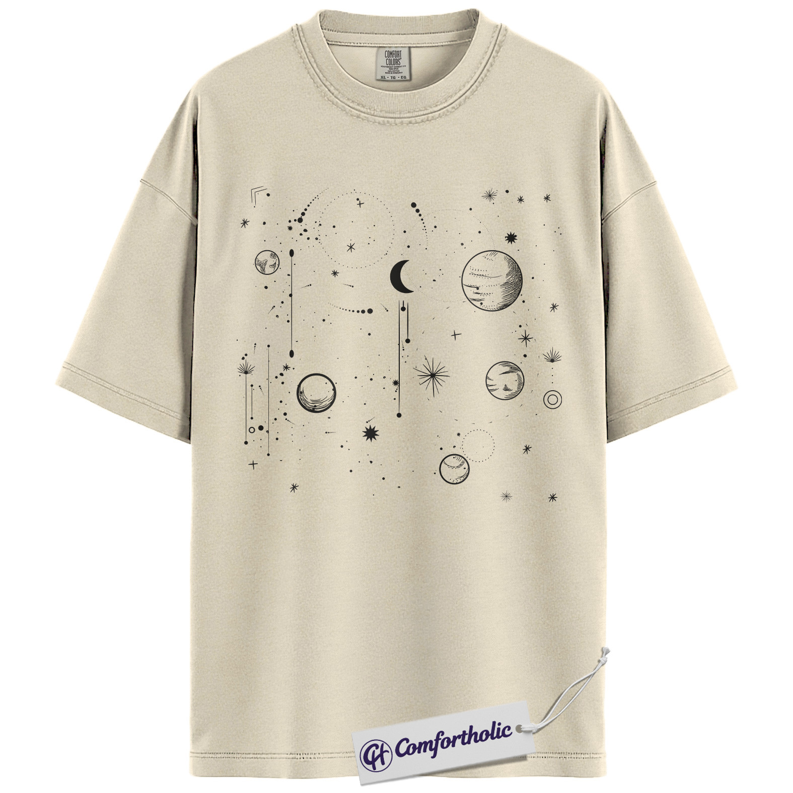 Celestial Space Shirt, Moon and Planets T-Shirt, Minimalist Cosmic Graphic Tee, Aesthetic Astronomy Gift, Comfort Colors Shirt - Image 4