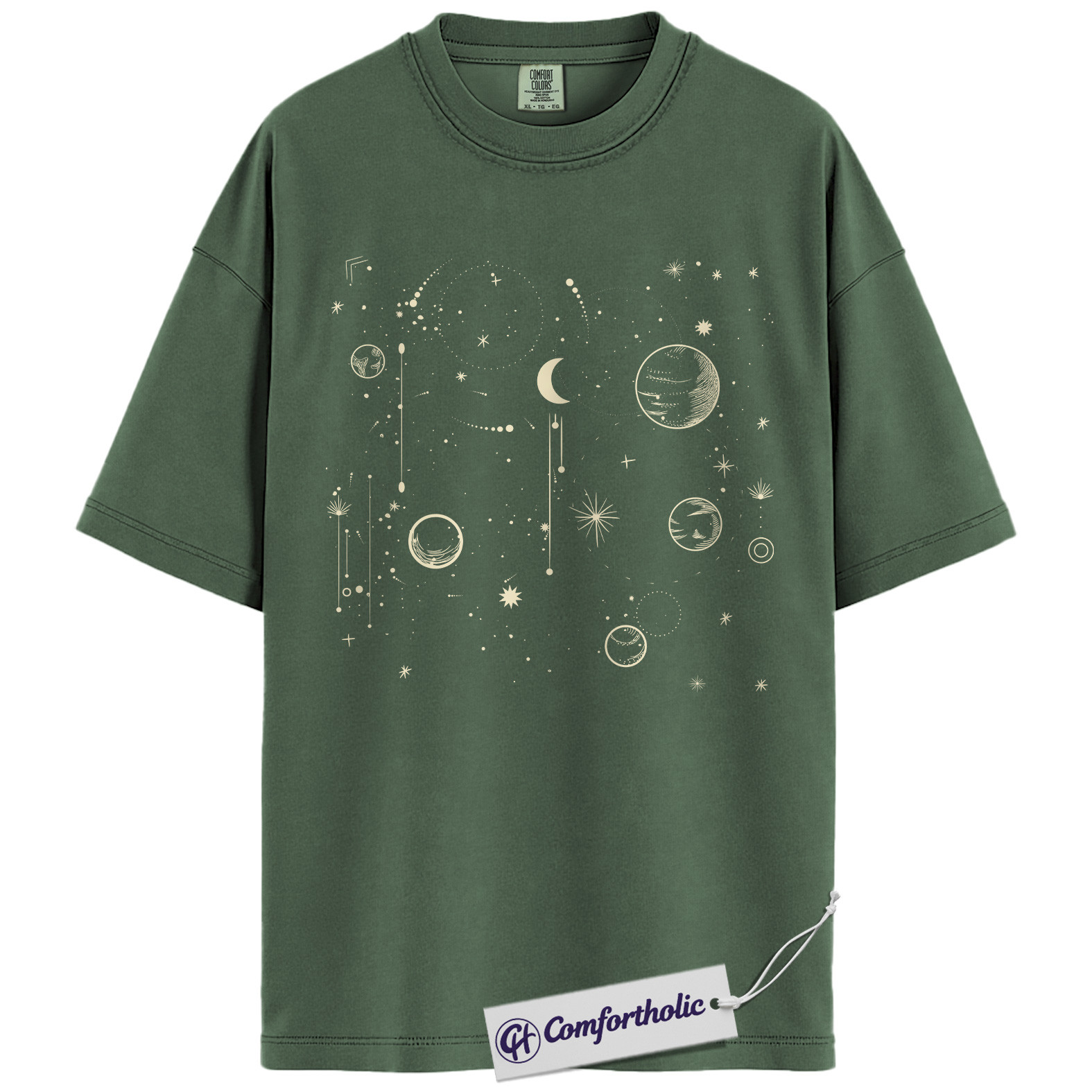 Celestial Space Shirt, Moon and Planets T-Shirt, Minimalist Cosmic Graphic Tee, Aesthetic Astronomy Gift, Comfort Colors Shirt - Image 5