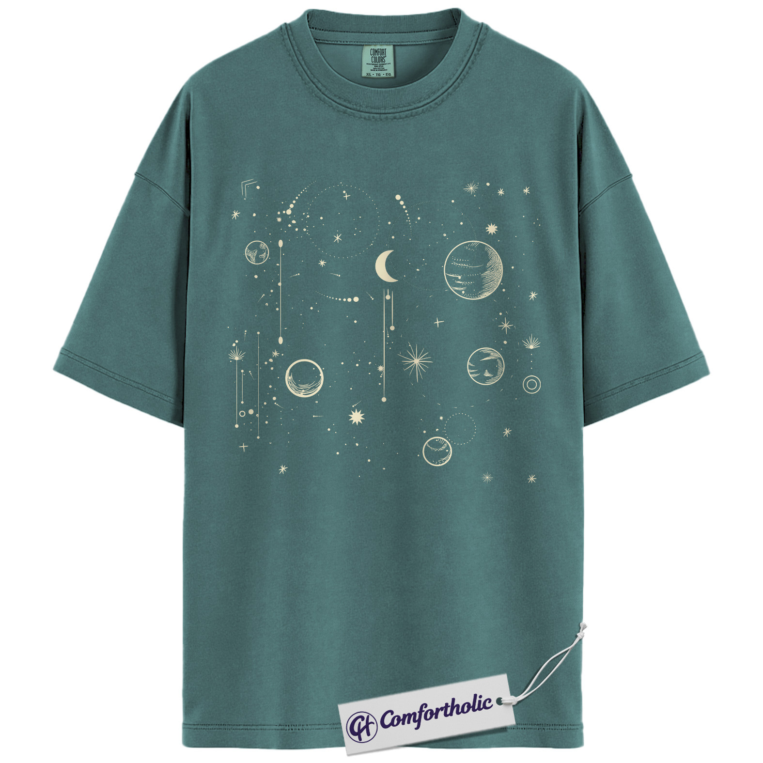 Celestial Space Shirt, Moon and Planets T-Shirt, Minimalist Cosmic Graphic Tee, Aesthetic Astronomy Gift, Comfort Colors Shirt - Image 11