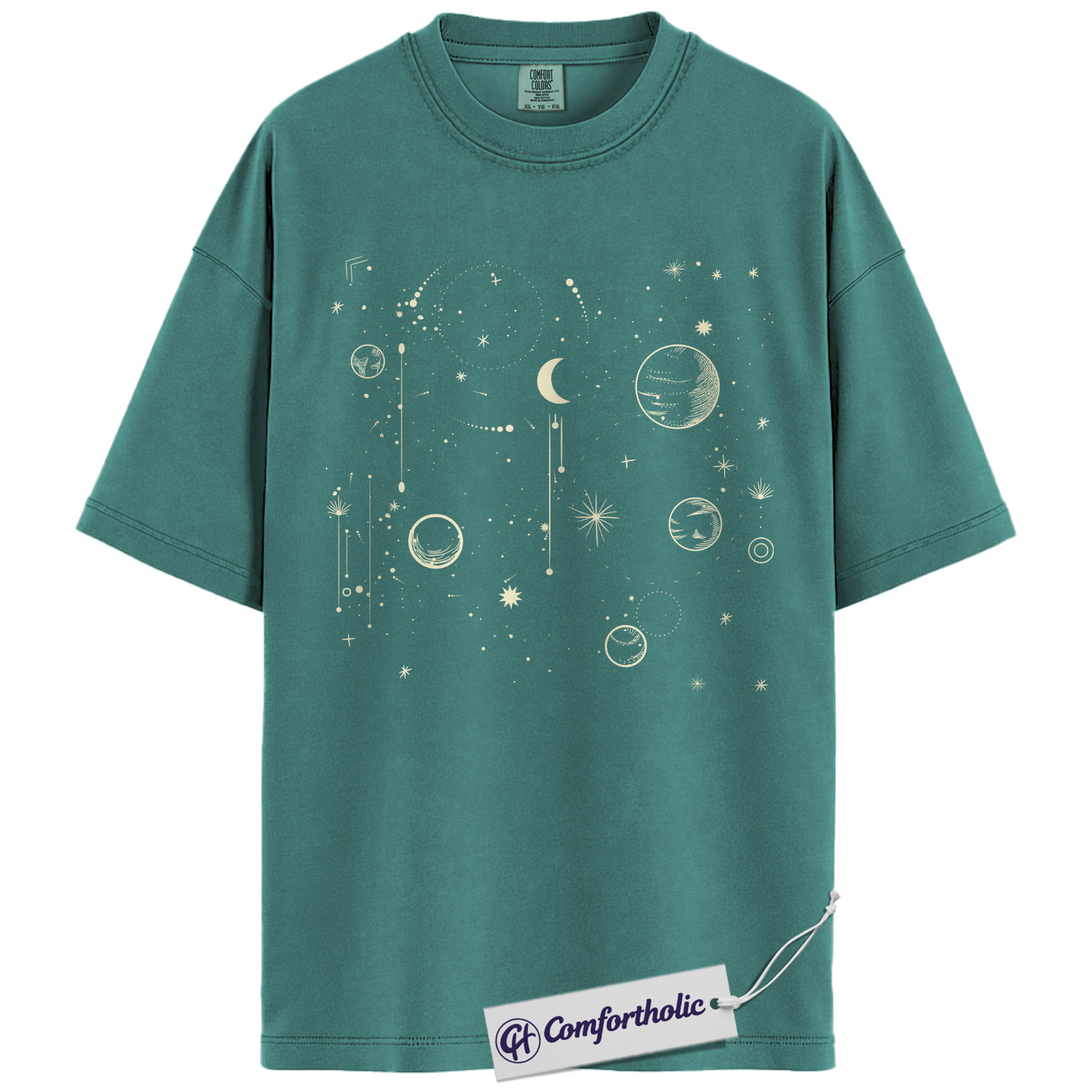 Celestial Space Shirt, Moon and Planets T-Shirt, Minimalist Cosmic Graphic Tee, Aesthetic Astronomy Gift, Comfort Colors Shirt - Image 13