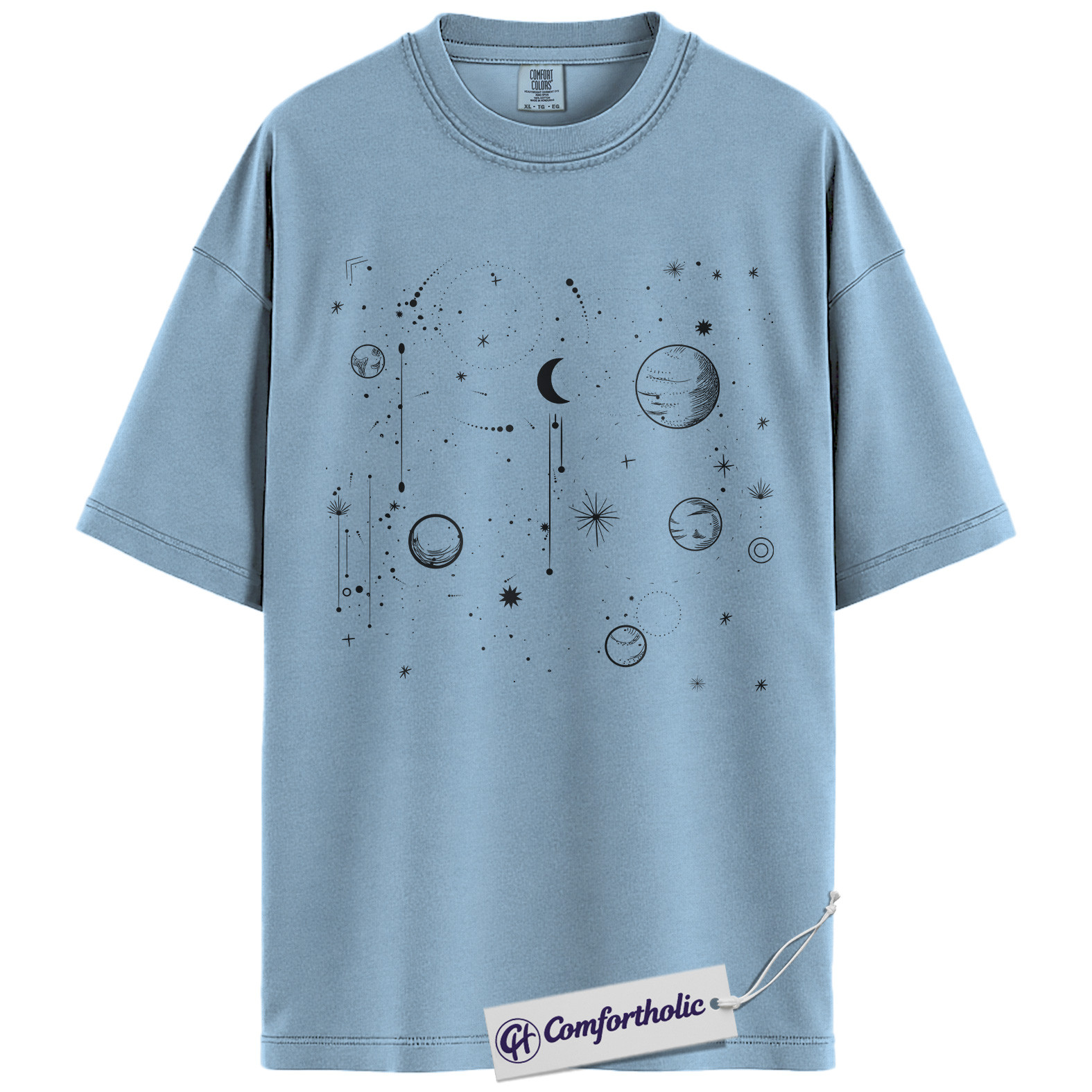 Celestial Space Shirt, Moon and Planets T-Shirt, Minimalist Cosmic Graphic Tee, Aesthetic Astronomy Gift, Comfort Colors Shirt - Image 14