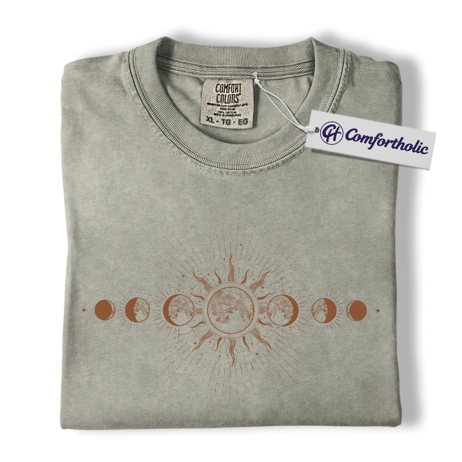 Sun and Moon Phases Shirt, Celestial Boho T-Shirt, Minimalist Cosmic Graphic Tee, Astrology Spiritual Gift for Women, Comfort Colors Shirt - Image 6
