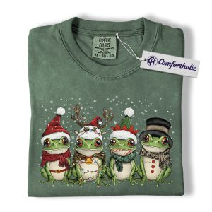 Merry Christmas Frog Shirt, Funny Frog Holiday T-Shirt, Cute Amphibian Christmas Graphic Tee, Animal Lover Gift, Christmas Comfort Colors Shirt