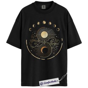 Sun and Moon Yin Yang Shirt, Celestial Phases of the Moon T-Shirt, Spiritual Cosmic Energy Graphic Tee, Boho Astrology Gift Top, Comfort Colors Shirt