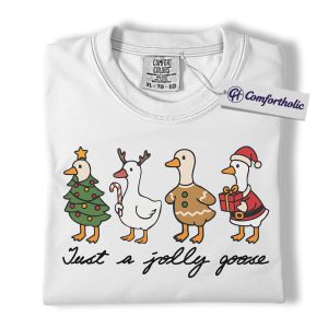 Alternative view of Just a Jolly Goose Shirt, Funny Christmas Goose T-Shirt, Cute Holiday Animal Graphic Tee, Festive Farmhouse Gift for Women, Christmas Comfort Colors Shirt