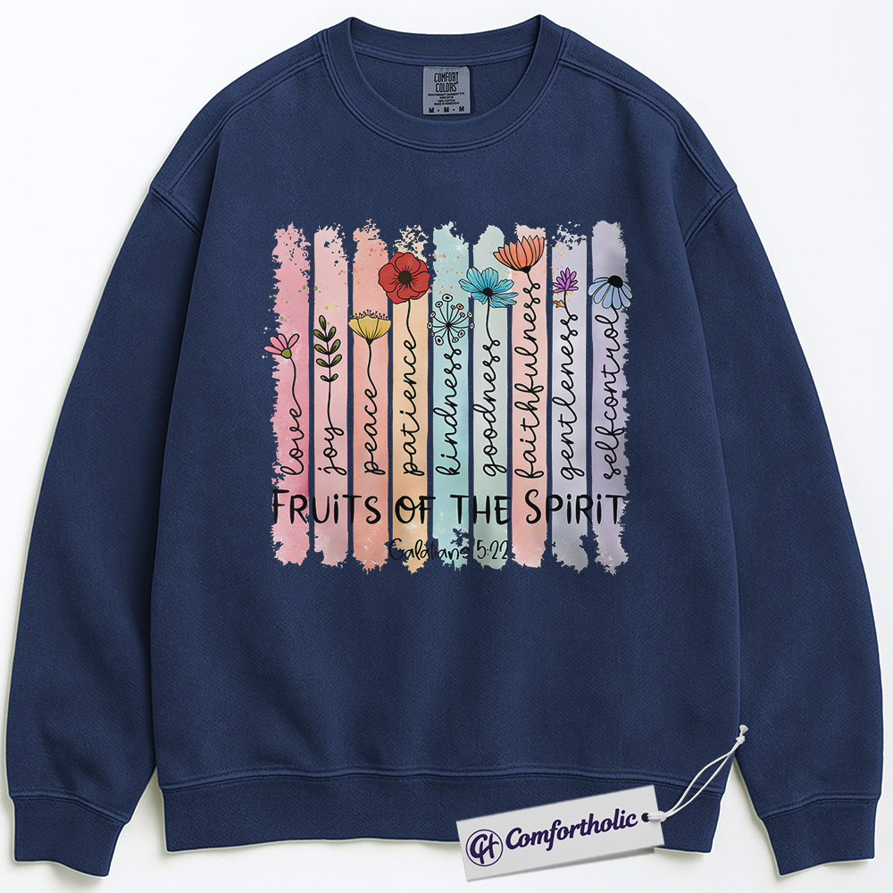 Fruits of the Spirit Sweatshirt, Galatians 5:22 Bible Verse Pullover, Christian Faith Graphic Crewneck, Religious Scripture Gift, Comfort Colors Sweatshirt - Image 4