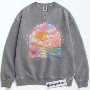 Alternative view of His Mercies Are New Every Morning Sweatshirt, Lamentations 3:22–33 Scripture Crewneck, Inspirational Christian Pullover, Faith-Based Encouraging Gift, Comfort Colors Sweatshirt