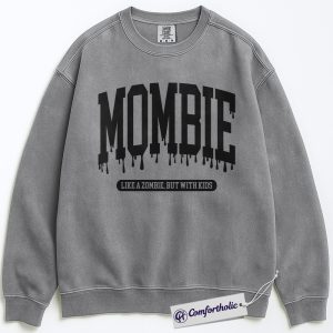 Alternative view of Mombie Sweatshirt, Funny Zombie Mom Pullover, Halloween Motherhood Graphic Crewneck, Cute Spooky Gift for Tired Moms, Mama Comfort Colors Sweatshirt