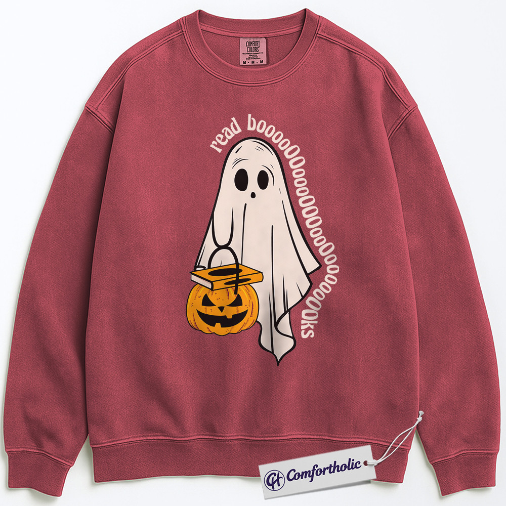 Read Books Sweatshirt, Spooky Ghost Reader Crewneck, Funny Halloween Bookworm Pullover, Cute Literary Gift for Book Lovers, Comfort Colors Sweatshirt