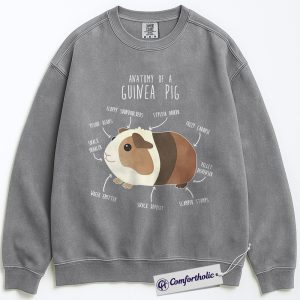 Alternative view of Anatomy of a Guinea Pig Sweatshirt, Cute Guinea Pig Lover Crewneck, Funny Pet Rodent Pullover, Adorable Animal Gift for Pet Owners, Comfort Colors Sweatshirt