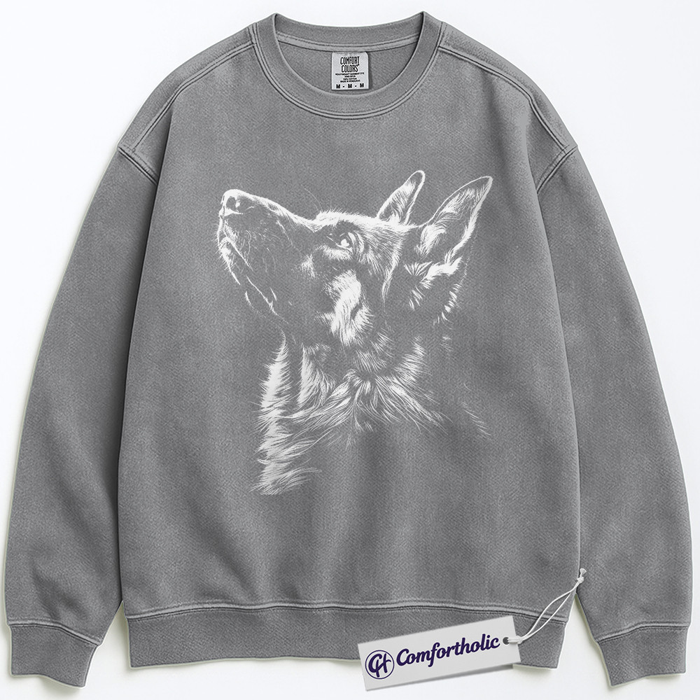 German Shepherd Sweatshirt, Realistic Dog Lover Pullover, Faithful Pet Memorial Crewneck, Animal Art Graphic Gift for Dog Owners, Comfort Colors Sweatshirt - Image 2