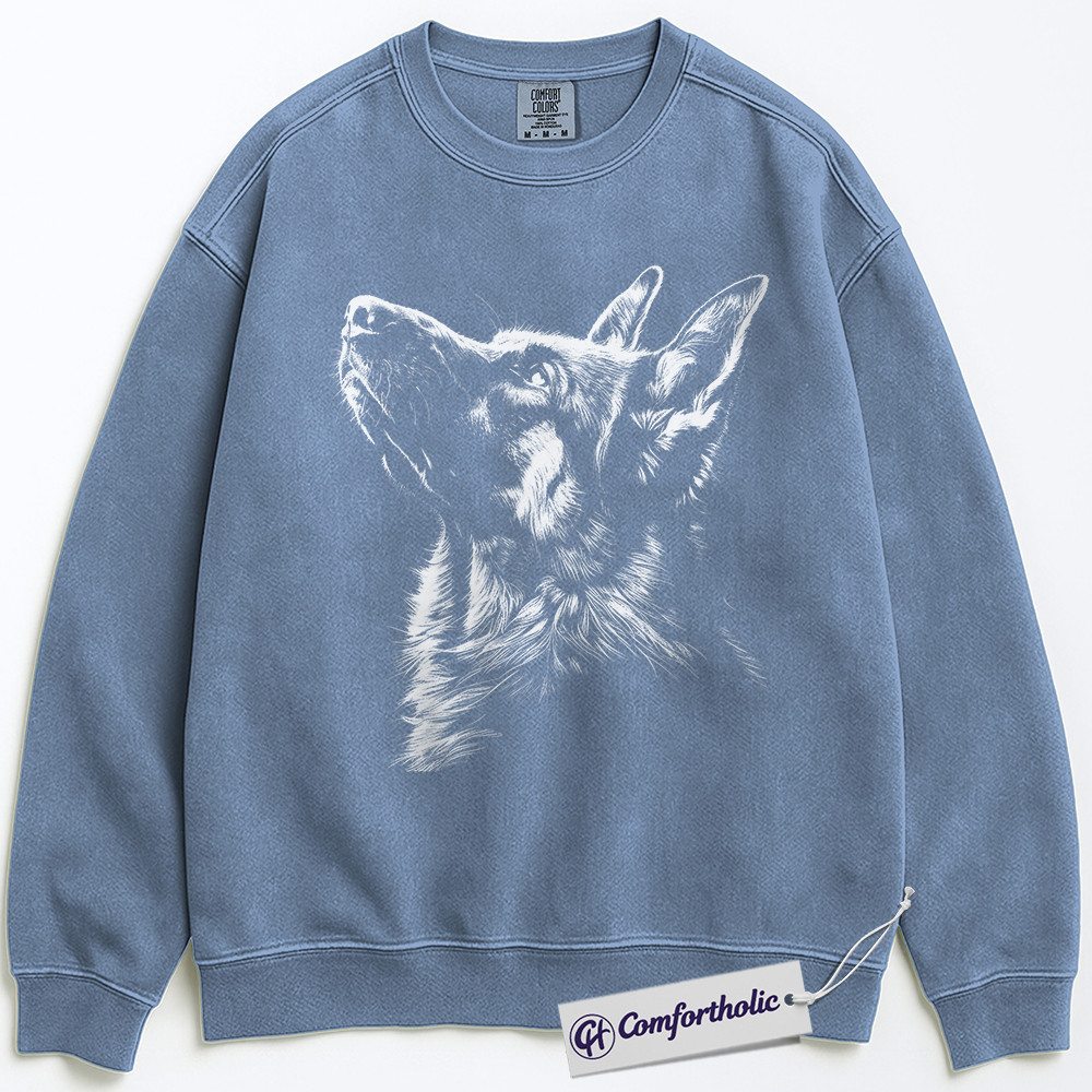German Shepherd Sweatshirt, Realistic Dog Lover Pullover, Faithful Pet Memorial Crewneck, Animal Art Graphic Gift for Dog Owners, Comfort Colors Sweatshirt - Image 4