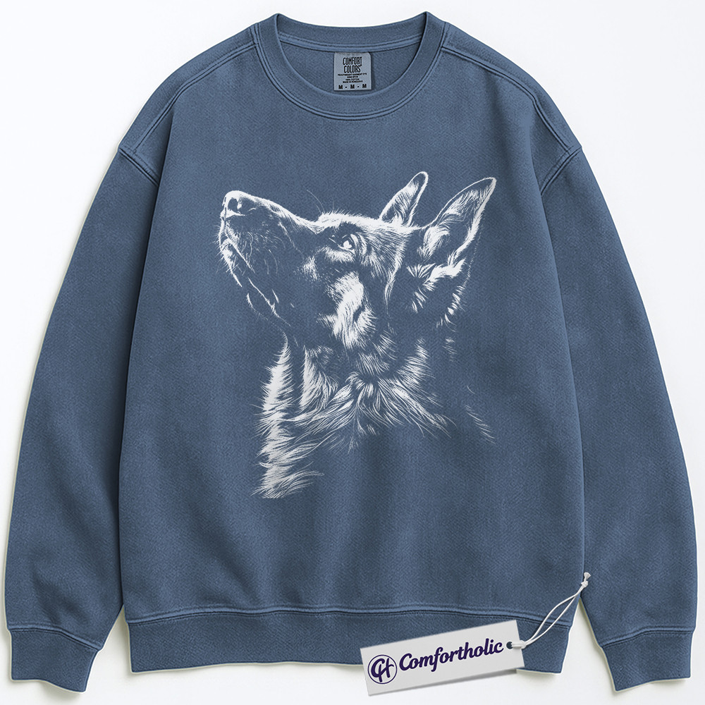 German Shepherd Sweatshirt, Realistic Dog Lover Pullover, Faithful Pet Memorial Crewneck, Animal Art Graphic Gift for Dog Owners, Comfort Colors Sweatshirt - Image 7