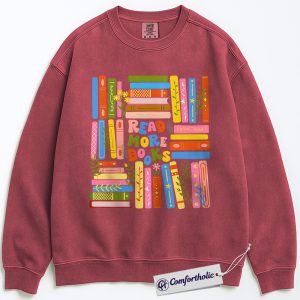 Read More Books Sweatshirt, Colorful Book Lover Pullover, Aesthetic Library Reading Graphic Crewneck, Cute Literary Gift for Readers, Comfort Colors Sweatshirt