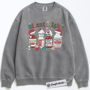Alternative view of Silent Night Nurse Sweatshirt, Propofol Christmas Crewneck, Funny Medical Holiday Pullover, Festive Gift for Healthcare Workers, Comfort Colors Sweatshirt