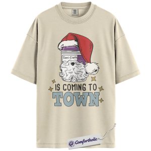 Alternative view of Sani-Cloth Santa Is Coming to Town Shirt, Funny Nurse Christmas T-Shirt, Medical Worker Holiday Graphic Tee, Christmas Gift for Nurses, Comfort Colors Shirt