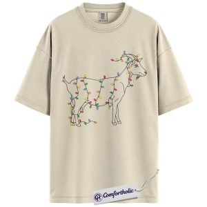 Funny Goat Christmas Shirt, Farm Animal Holiday T-Shirt, Minimal Line Art Graphic Tee, Country Gift for Goat Lovers, Christmas Comfort Colors Shirt