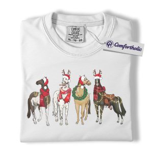 Alternative view of Funny Horse Christmas Shirt, Farm Animal Holiday T-Shirt, Cute Santa Horse Graphic Tee, Country Gift for Horse Lovers, Christmas Comfort Colors Shirt