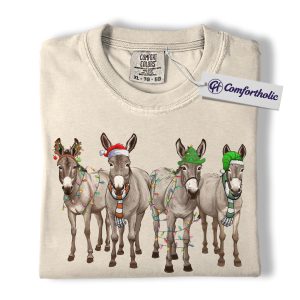 Alternative view of Funny Donkey Christmas Shirt, Farm Animal Holiday T-Shirt, Cute Country Christmas Graphic Tee, Rustic Gift for Animal Lovers, Christmas Comfort Colors Shirt